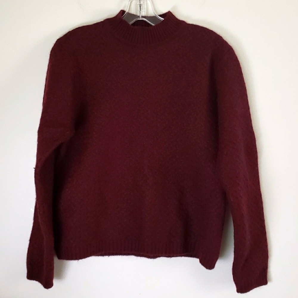Alex Cannon wool blend mock neck red textured sweated women's size medium